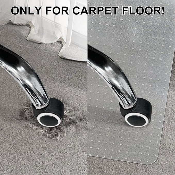 Office Chair Mat for Carpet Floors, 47" x 59" Clear Desk Chair Mats for Low Pile Carpeted Protector, Sturdy PVC Computer Chair Mats Anti-Slip and Easy to Clean for Home & Office