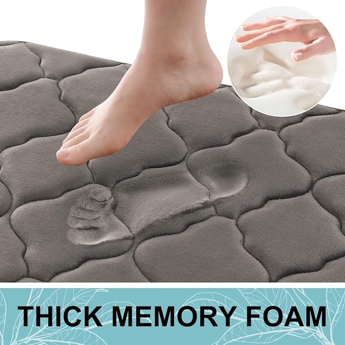 OLANLY Memory Foam Bath Mat Rug 24x16, Ultra Soft and Absorbent Bathroom Rugs, Non-Slip, Comfortable, Machine Washable Bath Carpet for Bathroom Floor, Tub, Shower and Home Decor Accessories, Taupe