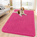 Smiry Dog Door Mat for Muddy Paws 59x35, Absorbent Dirt Trapper, Non-Slip Washable Chenille Entryway Rug for Inside Floor, Hot Pink, Classic Solid