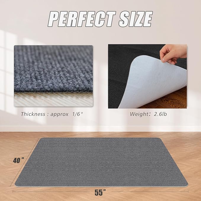 Sycoodeal Office Chair Mat for Hardwood Floor,Office Computer Gaming Chair Mat for Tile Floor,Large Floor Protector Rug,Anti-Slip,Easy to Clean,Grey(40"x55")