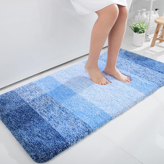 OLANLY Large Bathroom Rugs Mat 50x30, Extra Soft Absorbent Microfiber Bath Rugs, Rubber Backing, Quick Dry, Washable Bath Mats for Bathroom, Tub and Shower, Home Decor Accessories, Light Royal Blue