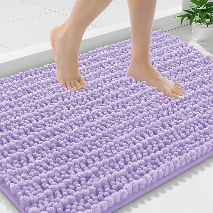 Smiry Bathroom Rugs Mat 36x24, Extra Soft Absorbent Chenille Bath Rugs, Non Slip Rubber Backing Machine Washable Quick Dry Bath Mats for Bathroom Floor, Tub, Shower, Home Decor Accessories, Purple