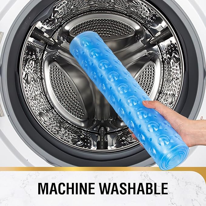 HITSLAM Bath Mat for Tub, Non Slip Bathtub Mat, 40 x 16 Inch Extra Long Bath Tub Mat, Machine Washable Bathroom Shower Mat with Suction Cups and Drain Holes, Soft on Feet, Clear Blue