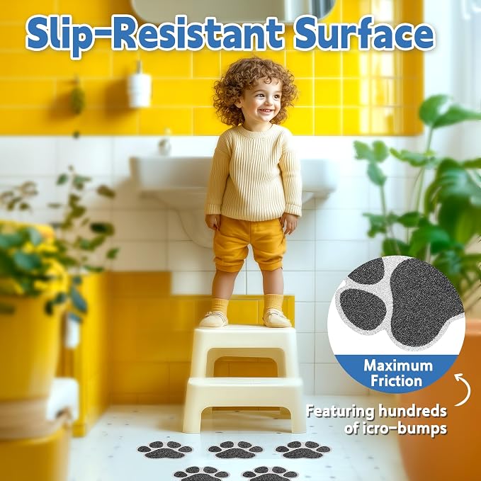 Secopad Non-Slip Bathtub Stickers, 20 PCS Large Safety Bathroom Tubs Showers Treads Adhesive Decals with Premium Scraper (Black)