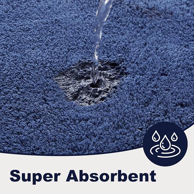 TYUU Navy Blue Bathroom Rugs, Ultra Soft Bath Rugs Non Slip Washable, Super Absorbent Quick Dry Bath Mat with Rubber Backing for Bathroom Floor, Shower, or Sink, Navy Blue 24" x 36"