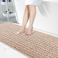 Yimobra Bathroom Runner Rug 70x24 Inch - Extra Long Non Slip Chenille Bath Mat, Soft & Absorbent, Machine Washable Shaggy Hallway Carpet for Vanity Tub Shower, Light Brown Home Decor Accessories