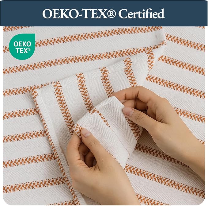 LANE LINEN Kitchen Towels Set – Pack of 6 Cotton Dish Towels, 18”x28”, Absorbent & Quick-Drying Tea Towels for Drying Dishes – Rust