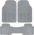 BDK ProLiner Car Floor Mats for Cars Trucks SUV, 3-Piece All-Weather Heavy Duty Rubber Liners with Universal Trimmable Fit, Durable Waterproof Vehicle Auto Floor Mats with Capture Ridges Gray