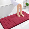 OLANLY Memory Foam Long Bathroom Rugs Runner 47x24, Super Soft Absorbent Bath Mat, Quick Dry, Machine Washable Shower Floor Rugs, Bathmat Carpet, Bathroom Home Decor Accessories, Burgundy