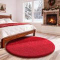 Ophanie Round Rug 4Ft Red Circle Area Rug, Christmas Room Decor, Aesthetic Nursery Bedroom Carpet, Fluffy Fuzzy Plush Soft Shaggy Living Room Rugs for Kids Boys Girls Home, Classroom