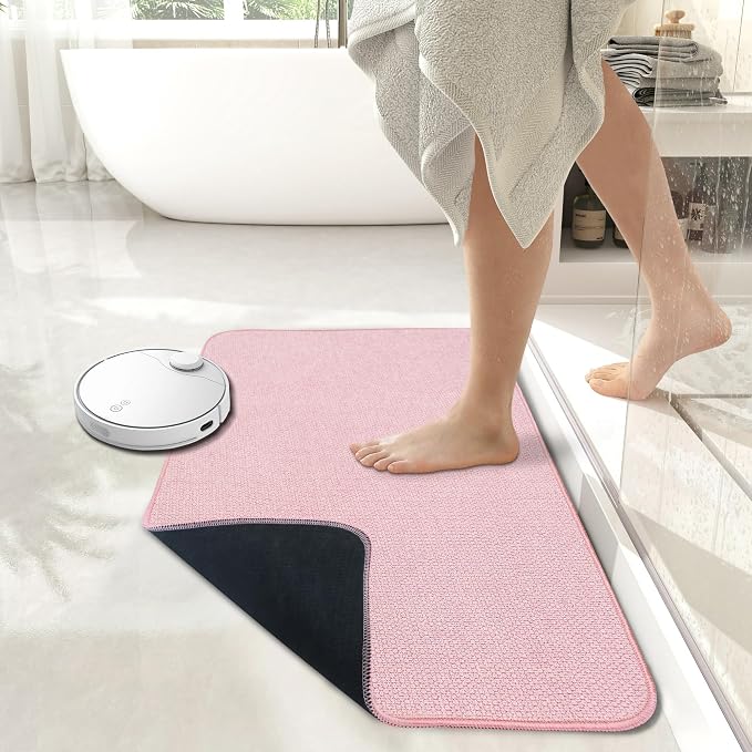 Bosap Bath Mat,Ultra Thin Bathroom Rugs,Rubber Bath Mats for Bathroom,No Slip Bath Rugs,Quick Dry,Machine Washable,Low Pile,Absorbent,Shower Outside,Sink,Home Decor Accessories.Pink,1'5"x2'3"(2 Pack)