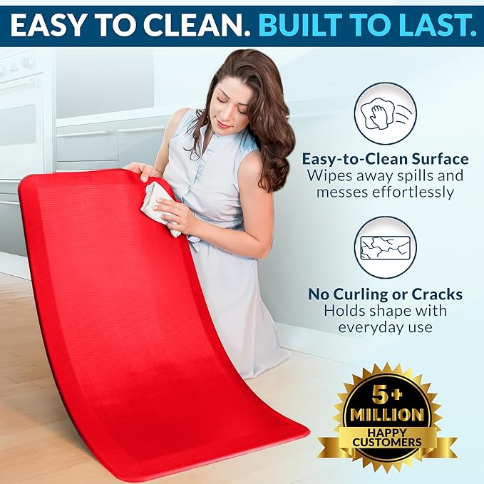 ComfiLife Anti Fatigue Floor Mat – 3/4 Inch Thick Kitchen Mats for Floor, Standing Desk Mat, Kitchen Rug – Comfort at Home, Office – Durable – Stain Resistant – Non-Slip (20" x 39", Scarlet Orange)