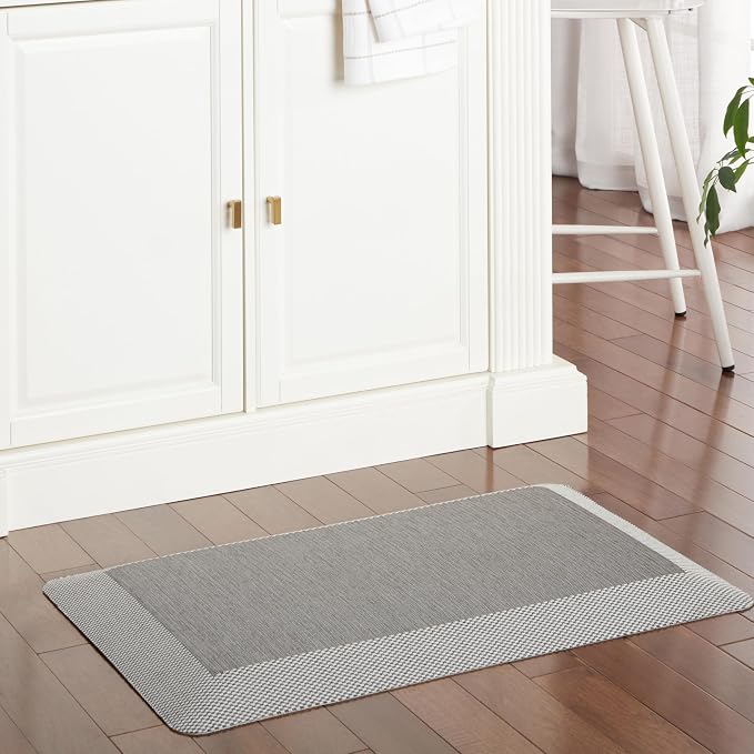 MARTHA STEWART Mira Modern Heathered Anti-Fatigue Air-Infused Kitchen Mat, Grey, 19.6"x32"