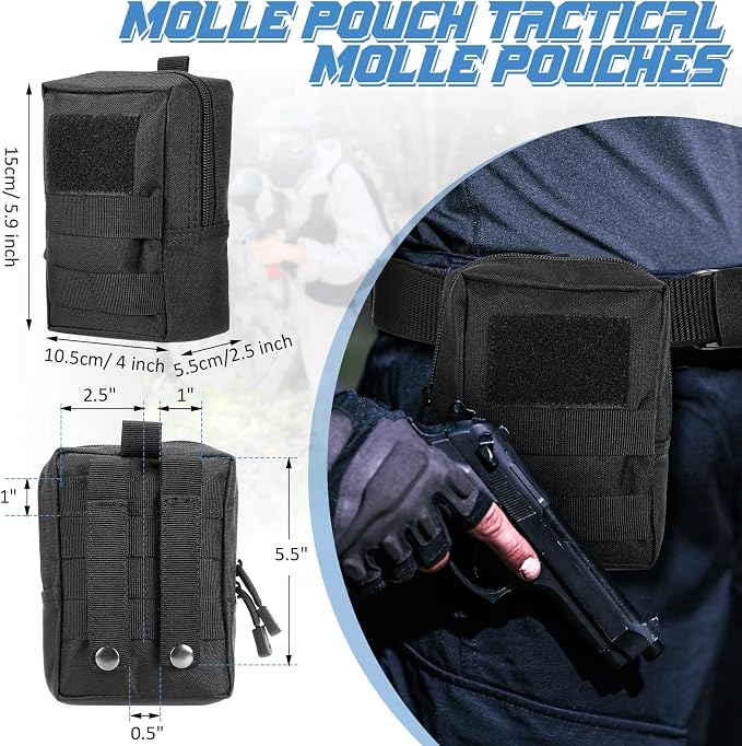 8 Pcs Molle Pouches Tactical Molle Pouch Vest Pouch Cell Phone Belt Pouch Waterproof Waist Bag Pack Utility EDC Pouch Bag Compact Accessories Gadget Pocket Organizer