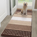 Kitinjoy Indoor Outdoor Door Mat, 59x24 Non-Slip Absorbent Dirt Trapper, Low-Profile Washable Inside Entrance Front Floor Mat, Sturdy Soft Entry Dotted Ombre Doormats for Entryway, Brown
