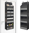 TYMENSH Black Over Door Organizer with 4 Large Clear Pockets, Compact Black Hanging Door Storage for Closet, Bathroom, Bedroom, Dorm, Nursery, Toys, Cosmetics, Baby Essentials