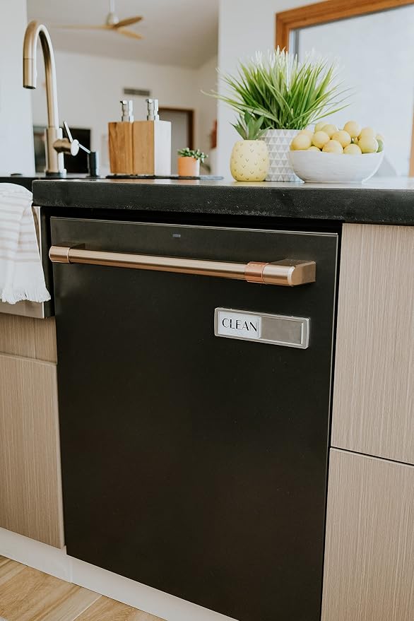Dishwasher Magnet Clean Dirty Sign, Clean Dirty Magnet for Dishwasher, Modern Kitchen Decor, Magnetic Dish Washer Sign Indicator, Sliding Rustic Dish Washer Signs, Marble Black & White Granite