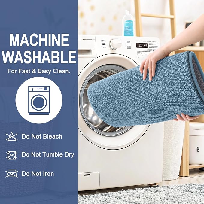 OLANLY Thick Memory Foam Bathroom Runner Rugs 70x24, Extra Soft Absorbent Long Bath Rug, Quick Dry, Non-Slip, Machine Washable Bath Mats for Bathroom, Tub and Shower, Home Decor Accessories, Airy Blue