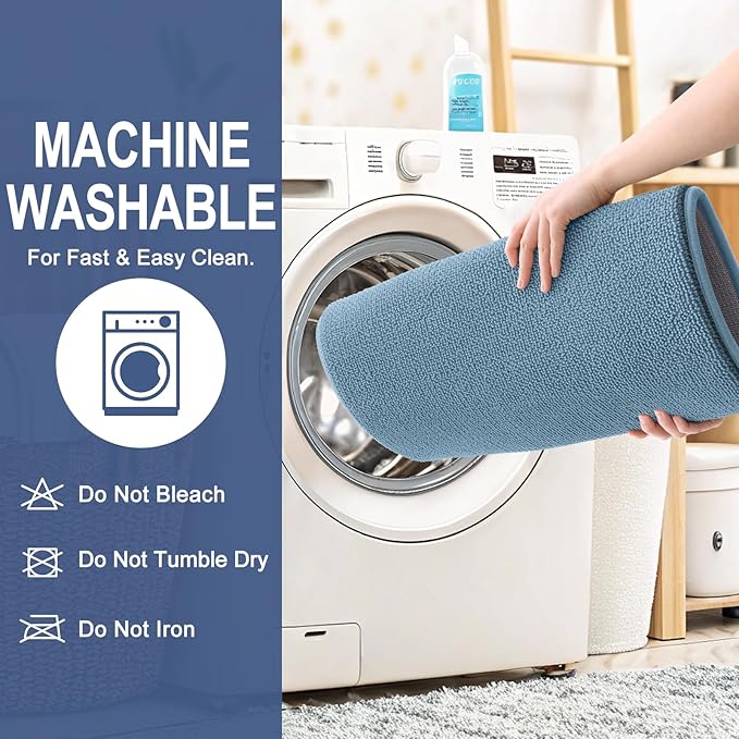 OLANLY Thick Memory Foam Bathroom Runner Rugs 59x20, Extra Soft Absorbent Long Bath Rug, Quick Dry, Non-Slip, Machine Washable Bath Mats for Bathroom, Tub and Shower, Home Decor Accessories, Airy Blue