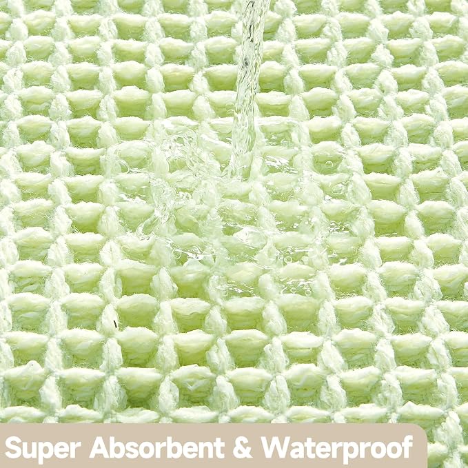 TYUU Waffle Runner Rug Bathroom, Boho Bathroom Rugs Non Slip Washable Long Super Absorbent Quick Dry Cute Bath Mat Farmhouse Bath Mat, 60"x24" Pale Green