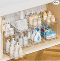 Yieach 4 Pack Under Sink Organizers and Storage,Clear Acrylic Bathroom Organizer and Cabinet Organization for Makeup,Medicine,Two Tier Pull Out Cabinet Organizer Drawers for Pantry,Vanity Storage Bins