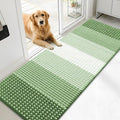 Kitinjoy Indoor Outdoor Door Mat, 71x24 Non-Slip Absorbent Dirt Trapper, Low-Profile Washable Inside Entrance Front Floor Mat, Sturdy Soft Entry Dotted Ombre Doormats for Entryway, Sage Green
