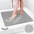 Shower Mat Non Slip: 21 x 21 Inch Square Shower Mats with Drain Hole in Middle - Soft Loofah Quick Drying Matt for Shower Stall