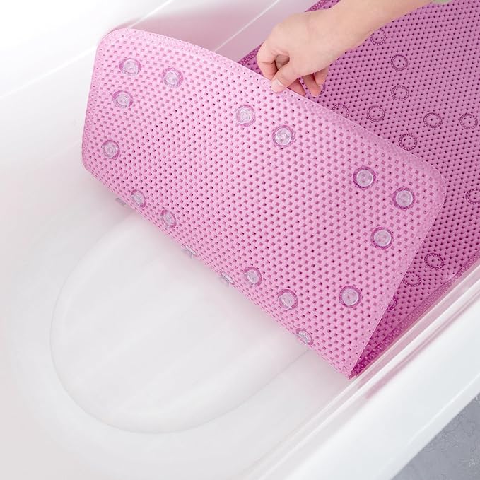 Non Slip Bathtub Mat 36” X 17” Shower Mat Soft Foam Bath Mats for Bathroom Tub, Bathtub Mat with Drain Holes, Suction Cups, Shower Mat Non Slip