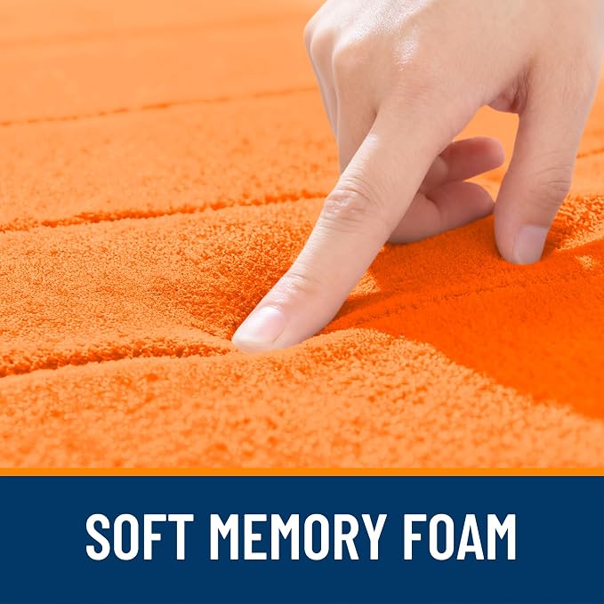 OLANLY Memory Foam Bath Mat 40x24, Super Soft Absorbent Bathroom Rugs, Quick Dry, Machine Washable Shower Floor Rugs, Bathmat Carpet, Bathroom Home Decor Accessories, Orange