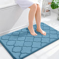 OLANLY Memory Foam Bath Mat Rug 36x24, Ultra Soft and Absorbent Bathroom Rugs, Non-Slip, Comfortable, Machine Washable Bath Carpet for Bathroom Floor, Tub, Shower and Home Decor Accessories, Blue
