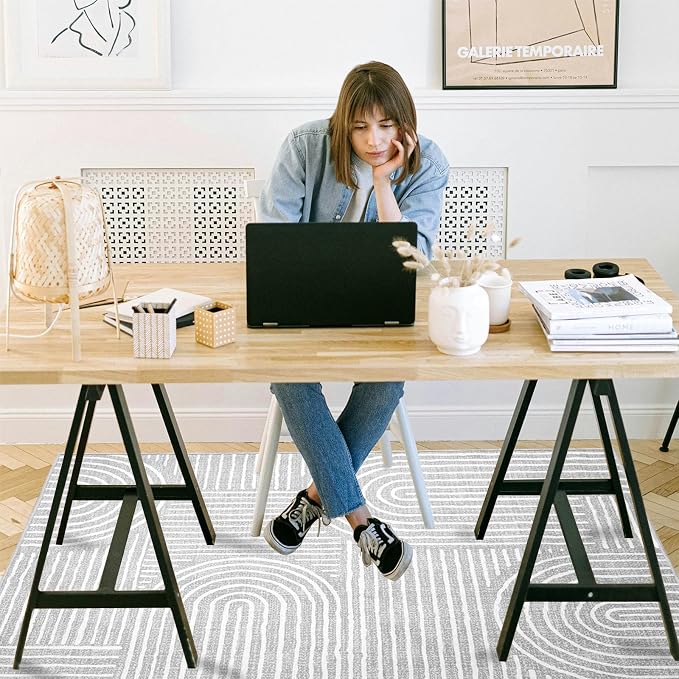 Office Chair Mat for Hardwood Floor, 48"x36" Easy Glide Computer Desk Mat Protector for Rolling Chair Under Desk Rug Nonslip Backing, Machine Wash (Modern)