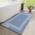 YDKGL Non Slip Long Bath Mat Bathroom Runner, Rubber Backing Ultra Thin Bathroom Rugs Fit Under Door Quick Dry Super Absorbent Washable Bath Rug Shower Mat for Bathtub Sink Floor, Blue 24"x48"