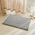 TYUU Waffle Bath Mat, Boho Bathroom Rugs Non Slip Washable Super Absorbent Quick Dry Bath Mat Farmhouse Bathroom Decor, 36"x24" Grey and White
