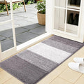 Kitinjoy Indoor Outdoor Door Mat, 44x24 Non-Slip Absorbent Dirt Trapper, Low-Profile Washable Inside Entrance Front Floor Mat, Sturdy Soft Entry Doormats for Entryway, Light Grey