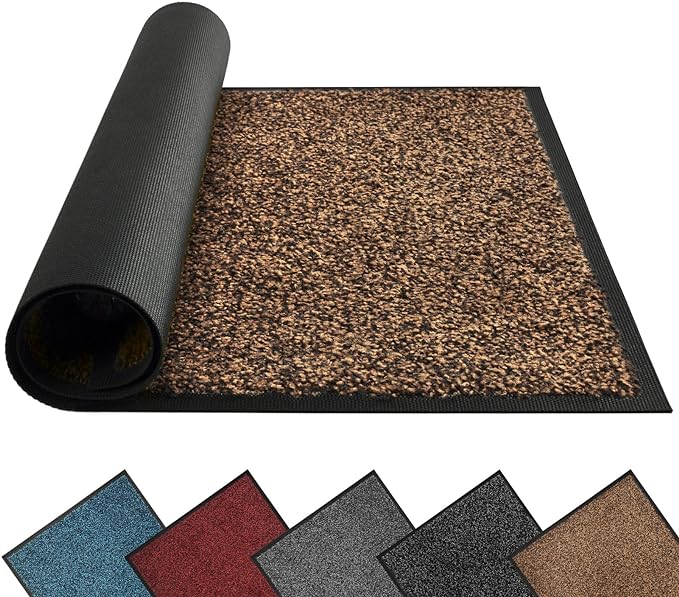 Mibao Front Door Mat Indoor Entrance, 60" x 36", Dirt Trapper Welcome Mat for Outdoor Indoor, Non-Slip Waterproof Doormat, Durable Machine Washable Low Profile Entry Rug for Back Door Outside,Brown