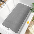 HITSLAM Non Slip Bathtub Mat 40 x 20 Inch, Extra Long Bath Mat for Tub, Soft PVC Loofah Shower Floor Mat with Drain, Quick Drying Bathroom Tub Mat for Wet Area, Without Suction Cup, Grey