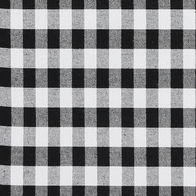 AAAAAcessories D-Shaped Chair Cushions, 2" Thick Dining Chair Pads with Ties and Removable, Machine-Washable Cover, 17" x 16", Set of 4, Checkered Black/White