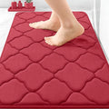 OLANLY Memory Foam Bath Mat Rug 30x20, Ultra Soft and Absorbent Bathroom Rugs, Non-Slip, Comfortable, Machine Washable Bath Carpet for Bathroom Floor, Tub, Shower and Home Decor Accessories, Red