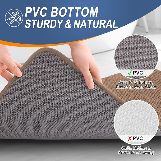OLANLY Thick Memory Foam Bathroom Runner Rugs 70x24, Extra Soft Absorbent Long Bath Rug, Quick Dry Bath Mats, Non-Slip, Machine Washable Mat for Bathroom, Tub and Shower, Home Decor Accessories, Mocha
