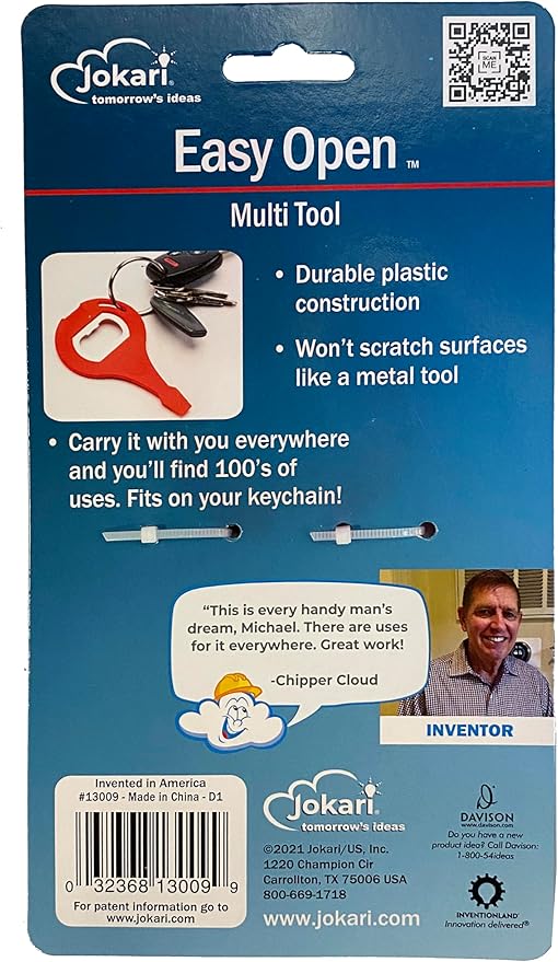 Jokari Universal Easy Open Multi Tool Pry Accessory for Drinks, Paint Cans, Household Fixtures and More. Durable Plastic Gadget Wedges, Pries and Opens Stuck Home Air Filter Covers, Lids or Latches