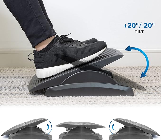 Mount-It! Under Desk Footrest, Adjustable Foot Rest Under Desk with 3 Tilt Positions, Large Non Slip Office Foot Rest with Massaging Surface, Ergonomic Foot Stool Under Desk for Home or Office