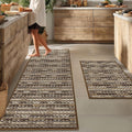 Kitchen Rugs Sets of 2-Non Slip Kitchen Mats for Floor-Thick Stain Resistant Vintage Kitchen Floor Mat Runner Carpet for Hallways Entryway Laundry Room Washable（Brown 22"x59"+20"x32"）