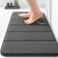 OLANLY Memory Foam Bath Mat 24x16, Super Soft Absorbent Bathroom Rugs, Quick Dry, Machine Washable Shower Floor Rugs, Bathmat Carpet, Bathroom Home Decor Accessories, Black