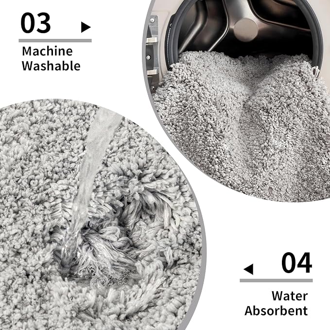 Disolla Grey Bathroom Rug 20x32 - Non-Slip Plush Thick Bath Mat, Highly Absorbent & Ultra Soft Fluffy Floor Mat, Machine Washable for Shower and Tub