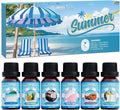 Soulorigin Summer Essential Oils Set, Fragrance Oil Gift Set for Oil Diffusers, Scented Oils for Soap Candle Making 6x10ml - Sea Breeze, Pineapple, Watermelon, Coconut, Pink Beach, and Pina Colada