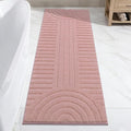 SHACOS Super Soft Bathroom Runner Rugs 24"x60" Non Slip Boho Bathroom Mats Microfiber Absorbent Carpet for Bath Room Machine Washable Shaggy Bath Rugs for Shower Bathtub Home Decor, Grey Pink 2'x5'