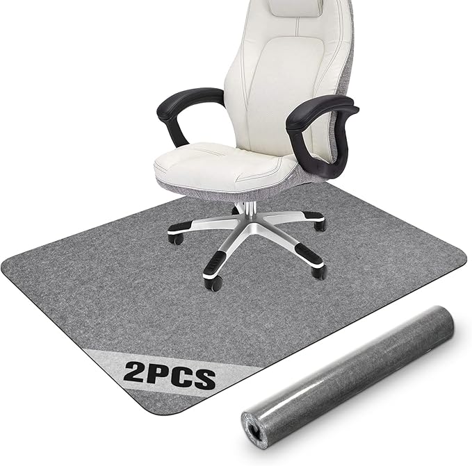 2 Pack Office Chair Mat for Hardwood Floor, 55"x35" Desk Chair Rug, Large Anti-Slip Floor Protector for Home Office Light Grey (Roll Packaging)
