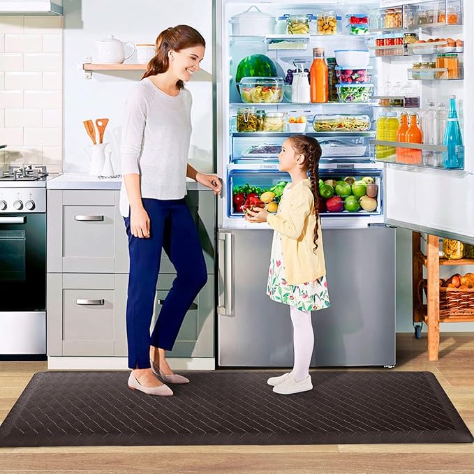 HappyTrends Kitchen Floor Mat - 4/5 Inch Thick Anti-Fatigue Kitchen Rug,Waterproof Non-Slip Kitchen Mats and Rugs Heavy Duty Ergonomic Comfort Rug for Kitchen,Office,Sink(17.3" x 60", Chocolate)