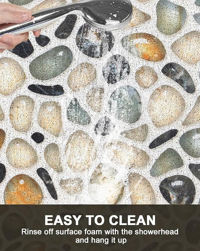 Shower Mat Non Slip - Quick Drying Anti Slip Shower Mats for Inside Shower, Soft PVC Loofah Foot Scrubber Mat, Extra Large Bath Mat for Shower, Tub, Bathroom, Floor, Kitchen, Home, Pool, Hotel