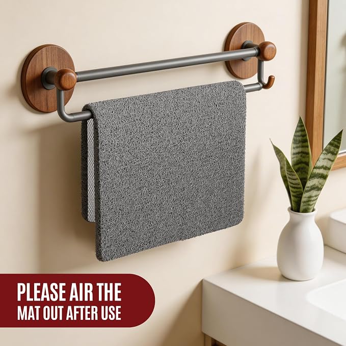 Joyhalo Shower Mat Bathtub Mat Non Slip, Bathmats Non Slip, Quick Drying Foot Scrubber Loofah Mats for Inside Shower, Tub, Bathroom, Home, 17 * 24inch, Grey